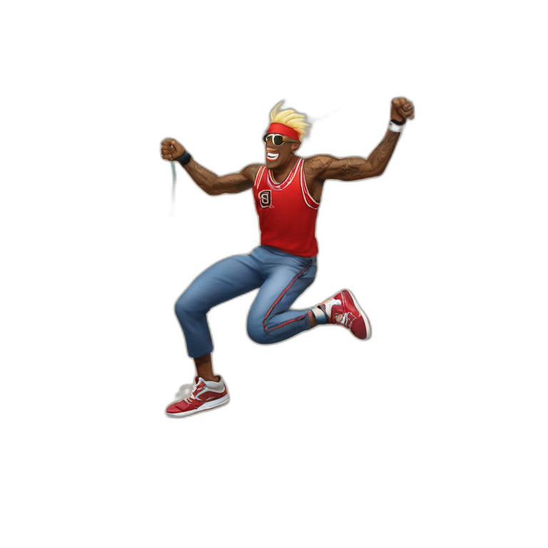 Dennis rodman jumping with a rope emoji