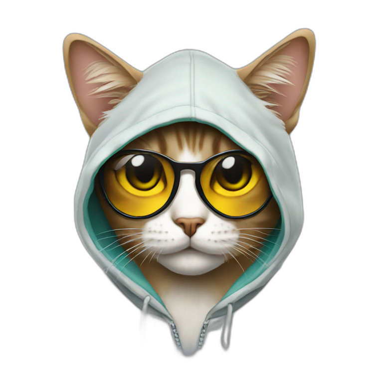 Cat wearing hoodies and sunglasses  emoji