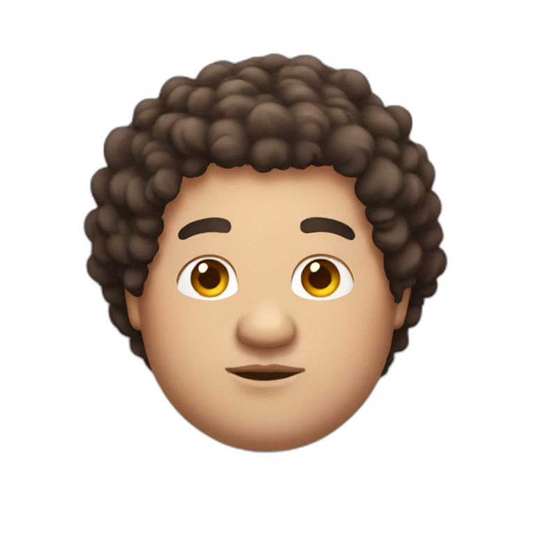 fat brunette man with fluffy hair emoji