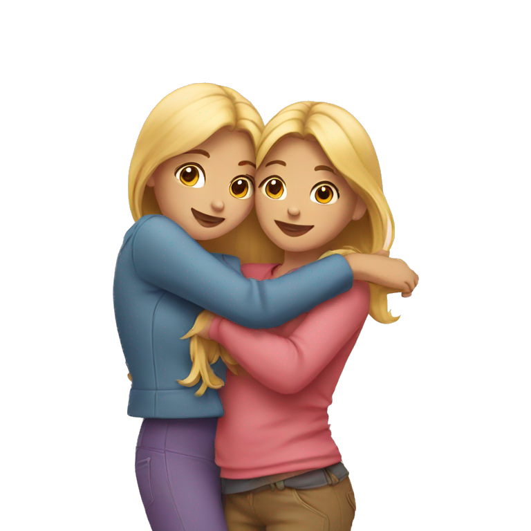 two girls hugging  emoji