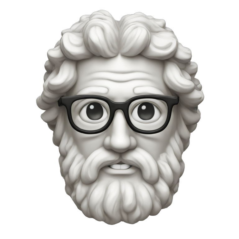 Ancient Greek King Odysseus Statue Face Only, Nerd, Off-white glasses, Off-white Statue, Off-white Eyes, No color emoji