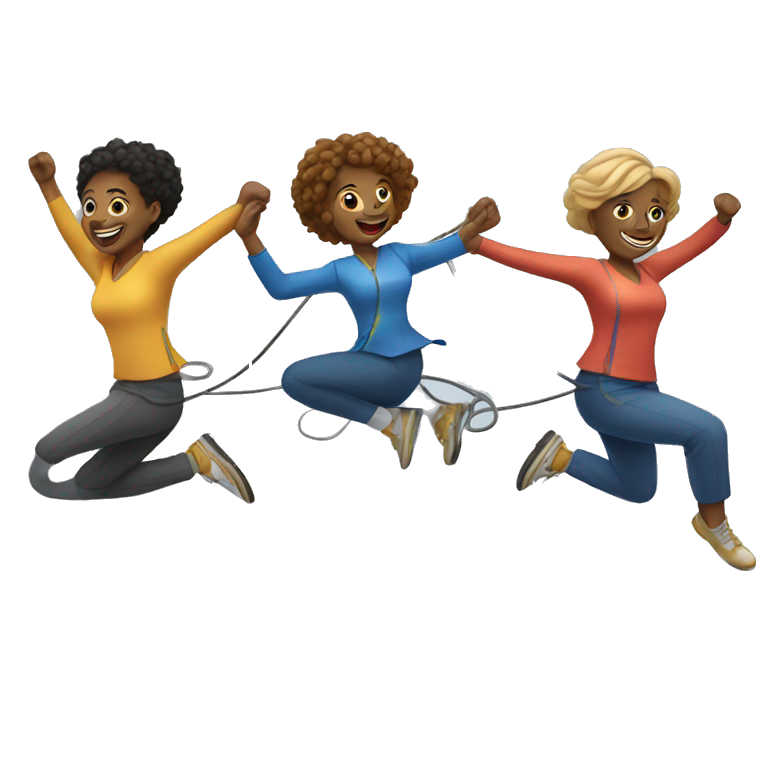 Double Dutch: three people, jumping, rotating ropes emoji