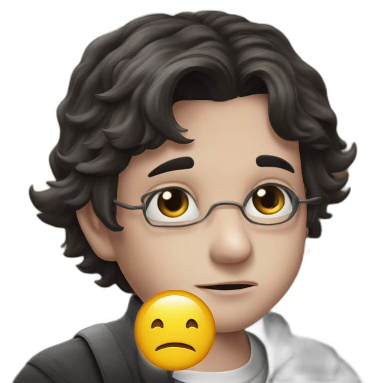 mysterious black-haired boy portrait emoji
