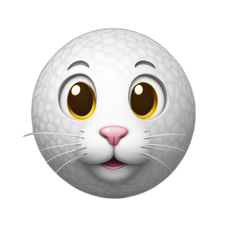 3d sphere with a cartoon Rabbit skin texture with big thoughtful eyes emoji