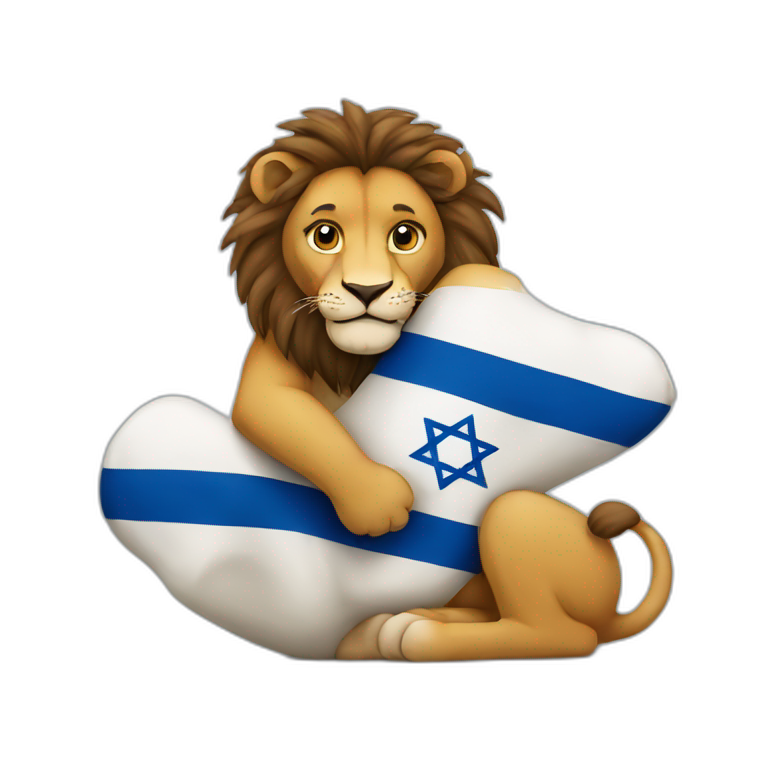 Lion hugging Israel emoji