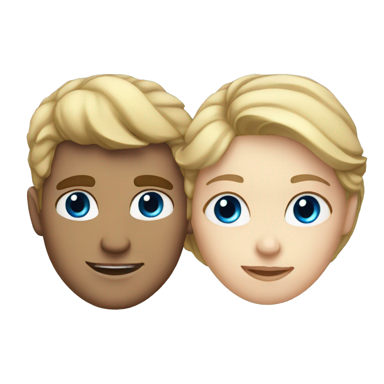 blonde guy with blue eyes and girl with brown hair and eyes emoji