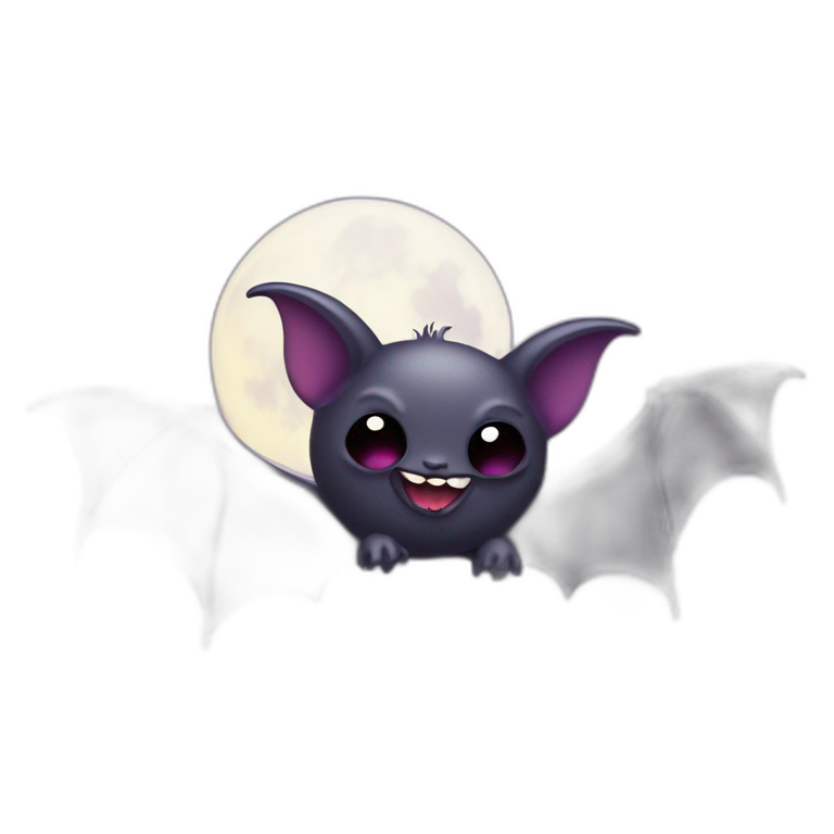 purple black vampire bat wings flying in front of dripping crescent moon emoji