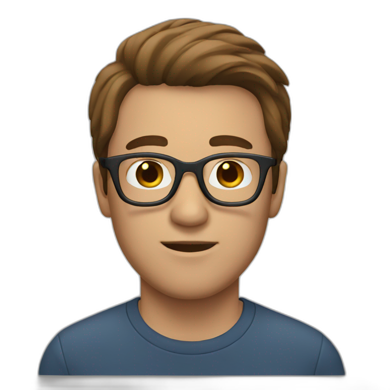 man with white glasses and brown hair emoji