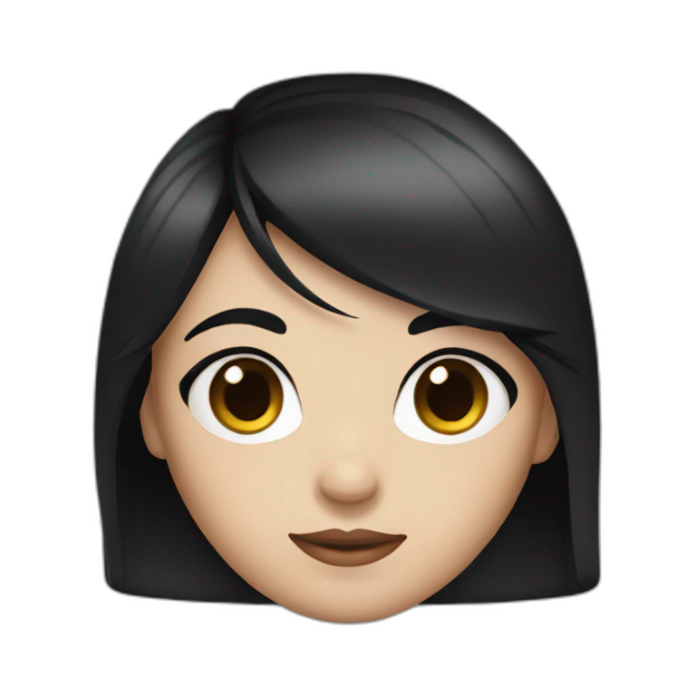 Cute woman with straight black hair and blue eyes emoji