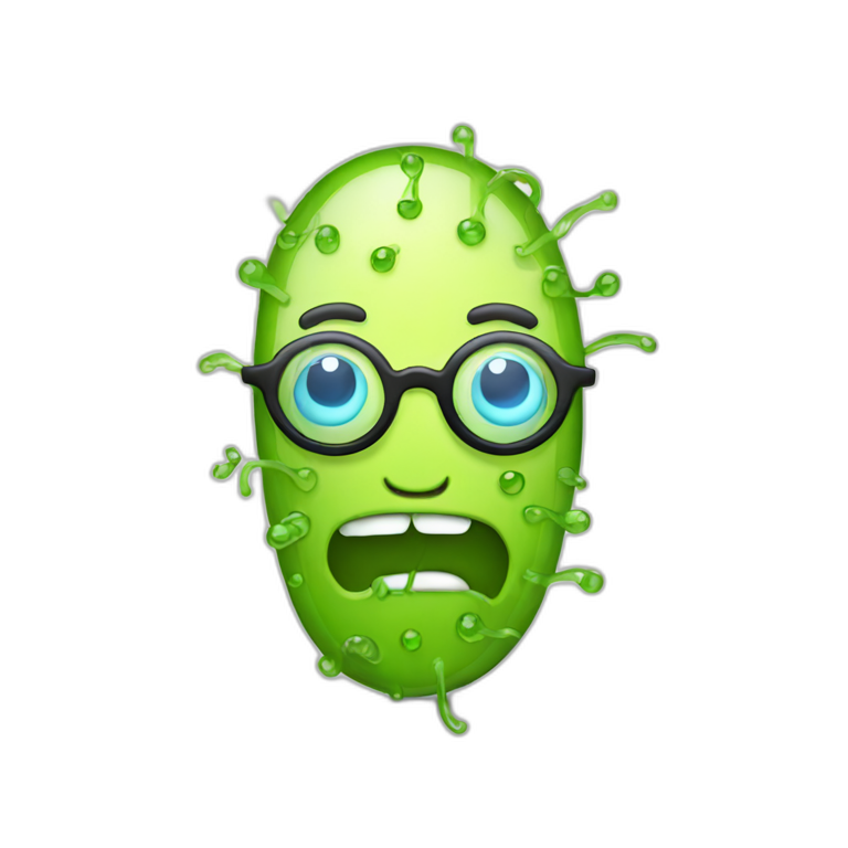 Long Bacteria with glasses emoji