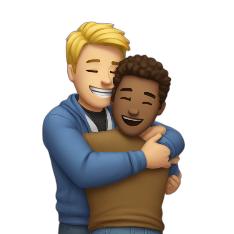 a guy hugging a guy emoji