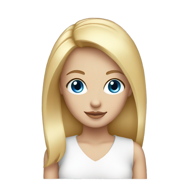Cute woman with straight blonde hair and blue eyes emoji