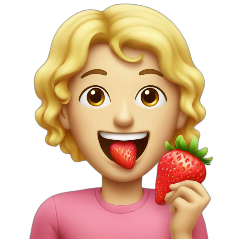 strawberry eating a strawberry gumdrop emoji