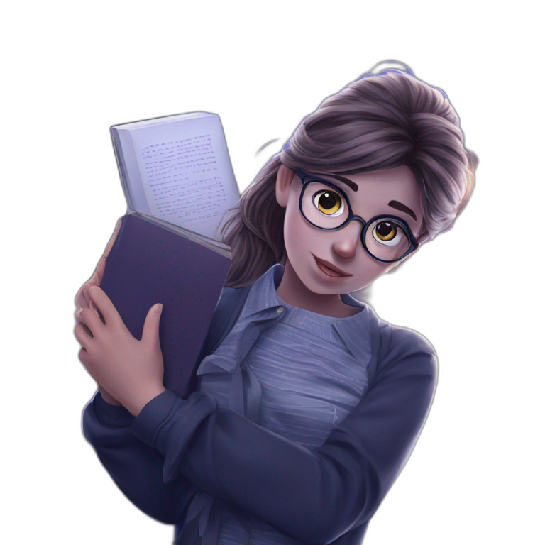 bookish brown-haired girl with glasses emoji