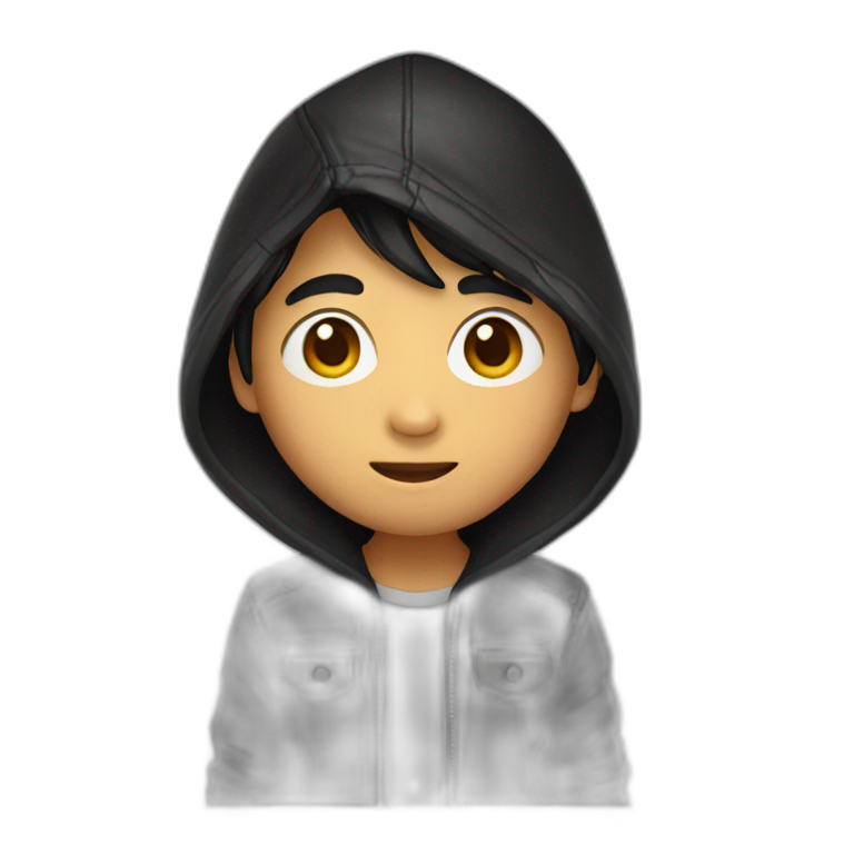 asian boy with leather hoodie emoji