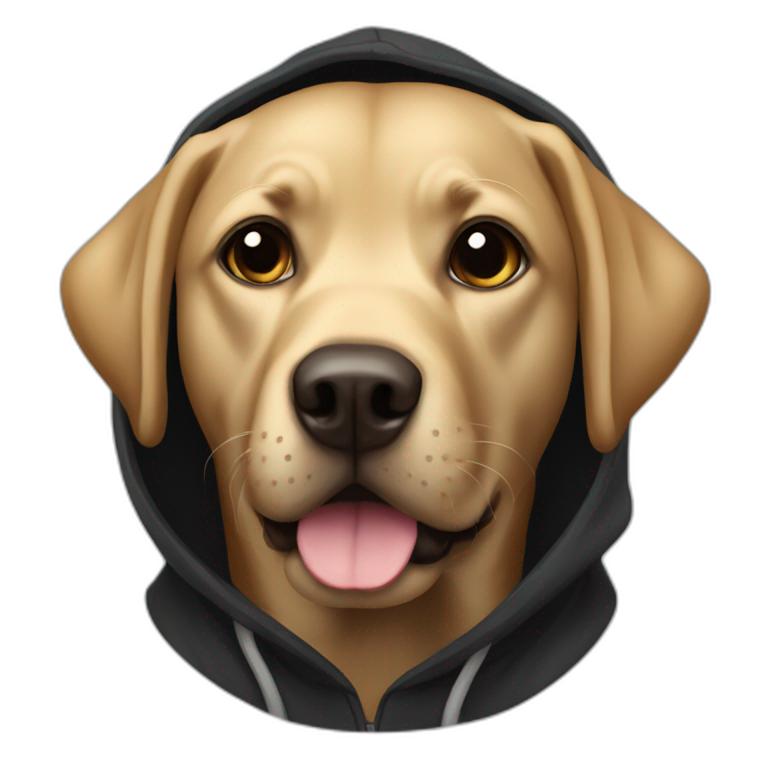 Labrador in a black hoodie emoji