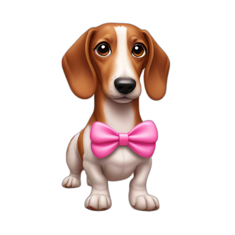 sausage dog with pink bow emoji