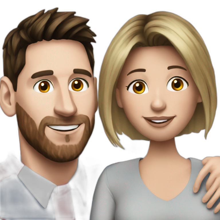 Messi with his wife emoji