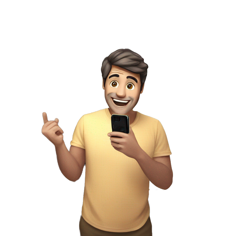 happy guy with phone emoji