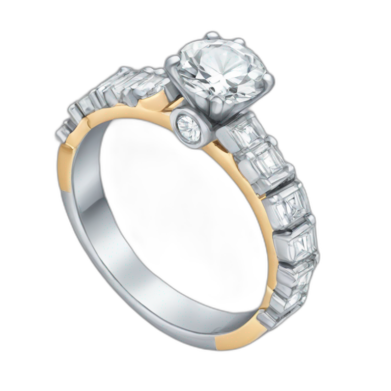 A wedding ring with a white diamond in the center emoji