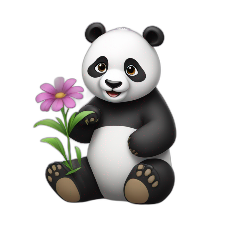 Panda giving flower emoji