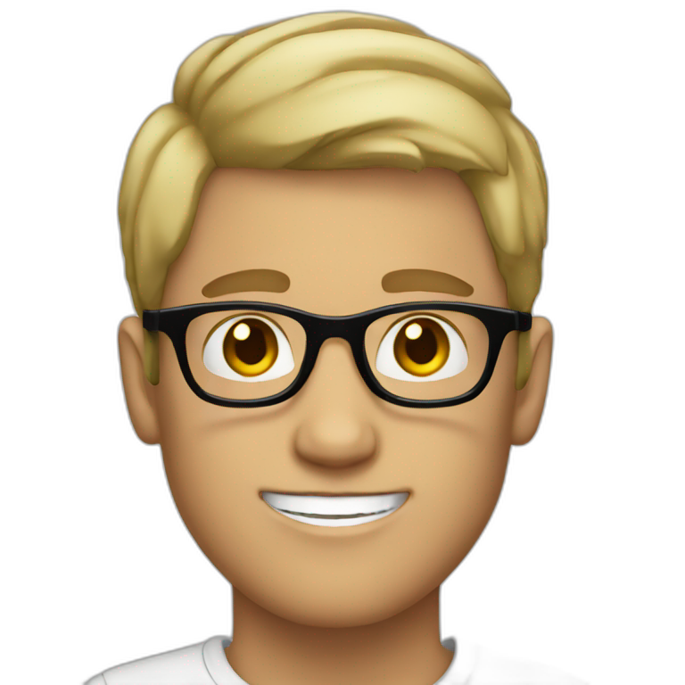 white boy with black glasses short hair emoji