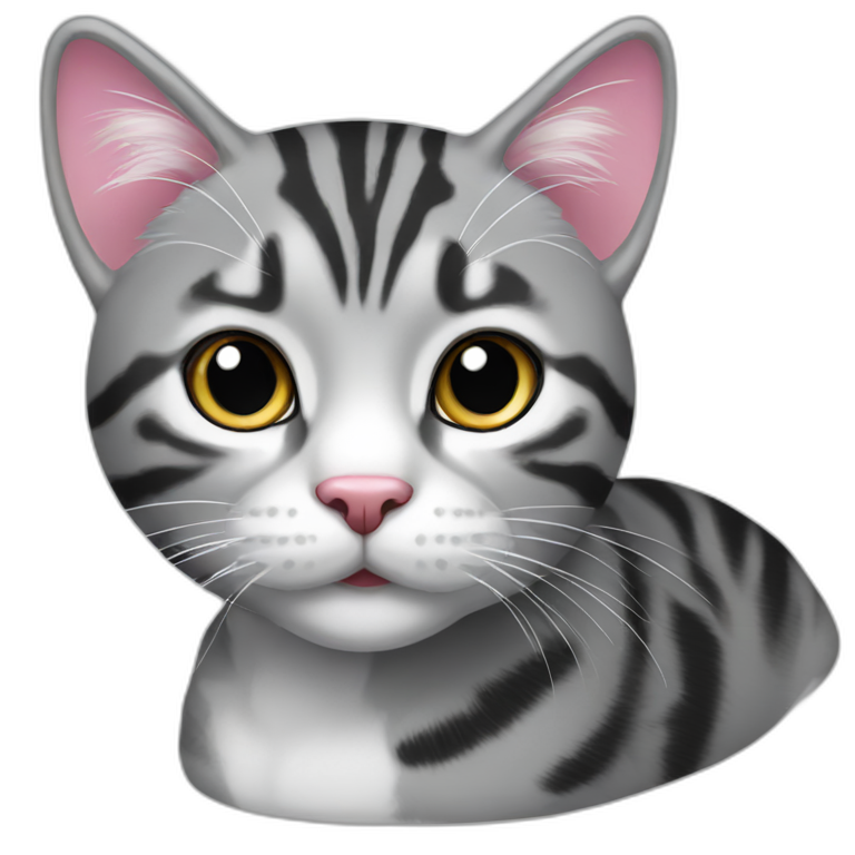 silver tabby with pink nose and white spot emoji