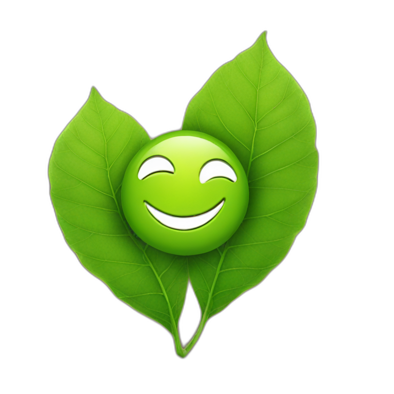 leaf with smiley face emoji