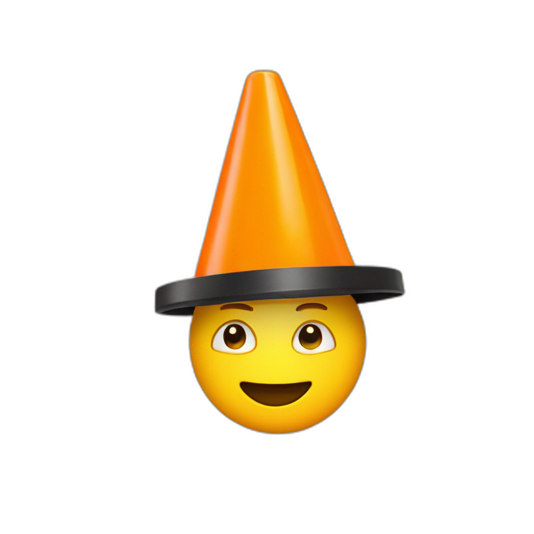 yellow man with a black rimmed traffic cone on their head emoji
