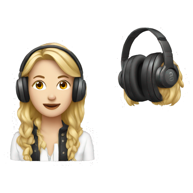 white woman music producer with headphones emoji