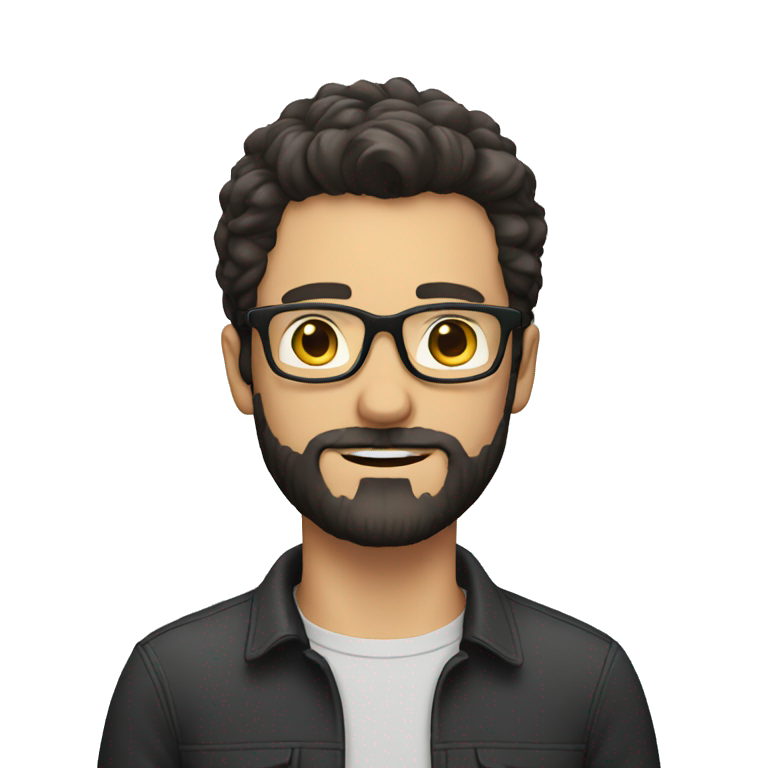 white guy with dark hair and beard and glasses emoji