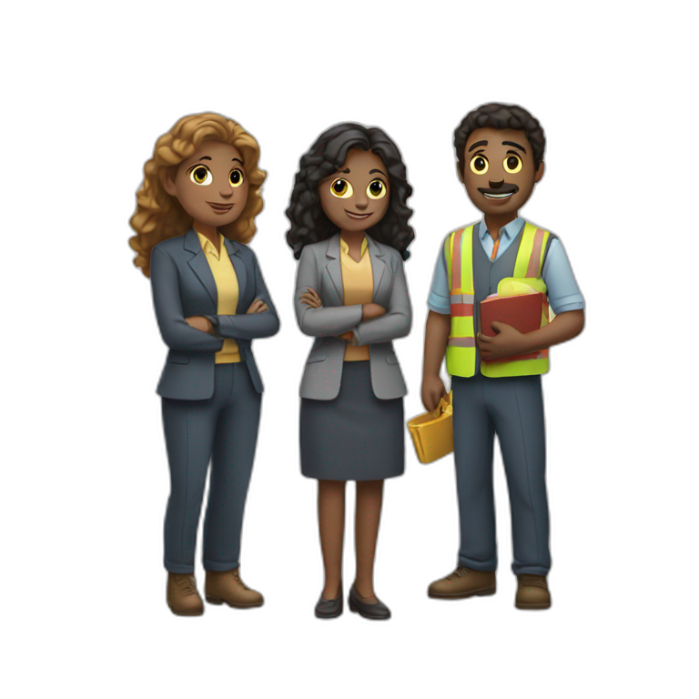 a group of three people working together emoji