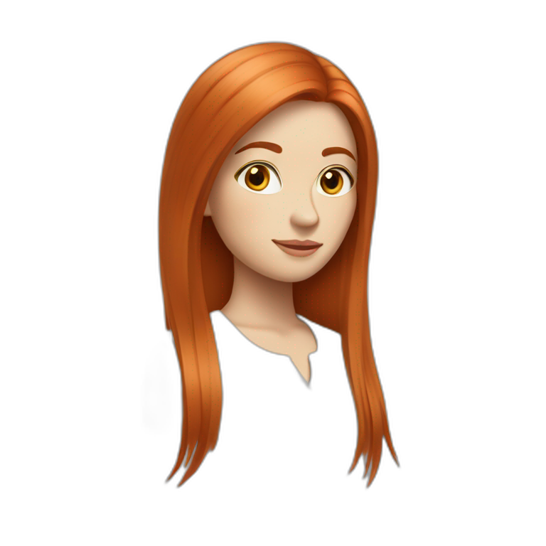 redhead white woman medium long straight hair, in love emoji