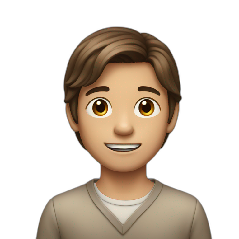 Young boy with long, brown hair, 10 years old emoji