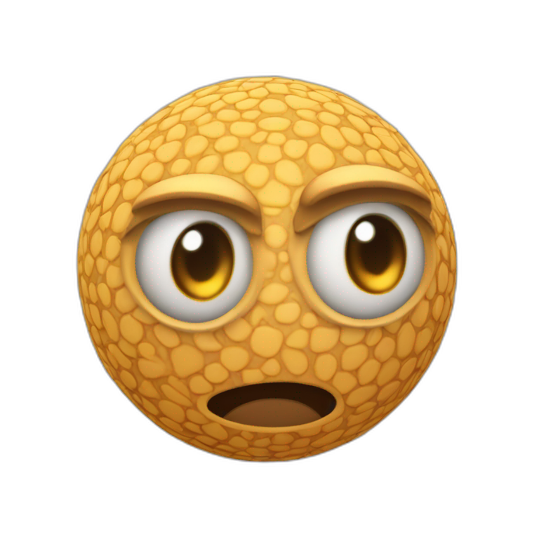 3d sphere with a cartoon highfalutin skin texture with big stupid eyes emoji