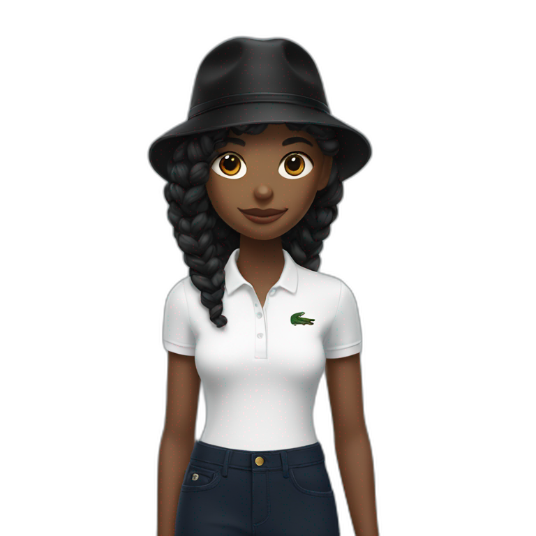 Lacoste bag black girl with black lacoste hat emoji