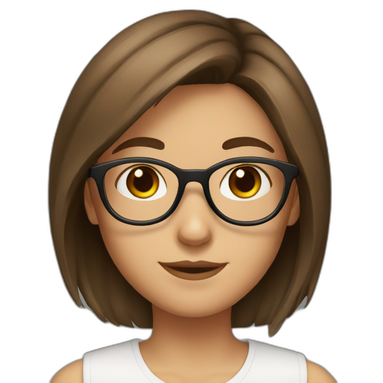 a girl with brown hair brown eyes and round glasses emoji