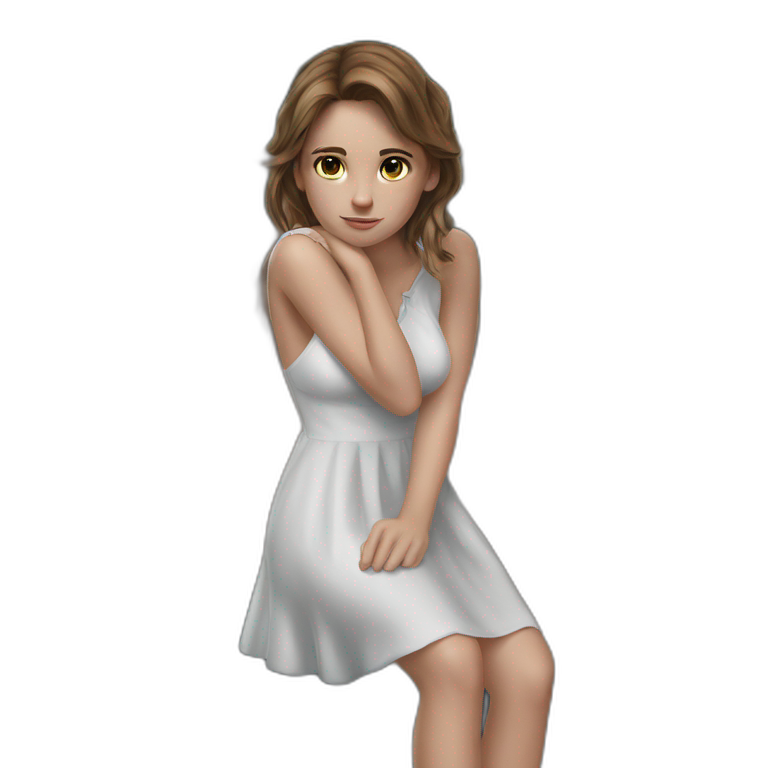 girl in white dress staring emoji