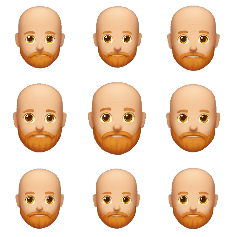 Bald man with a big orange beard holding a cat emoji