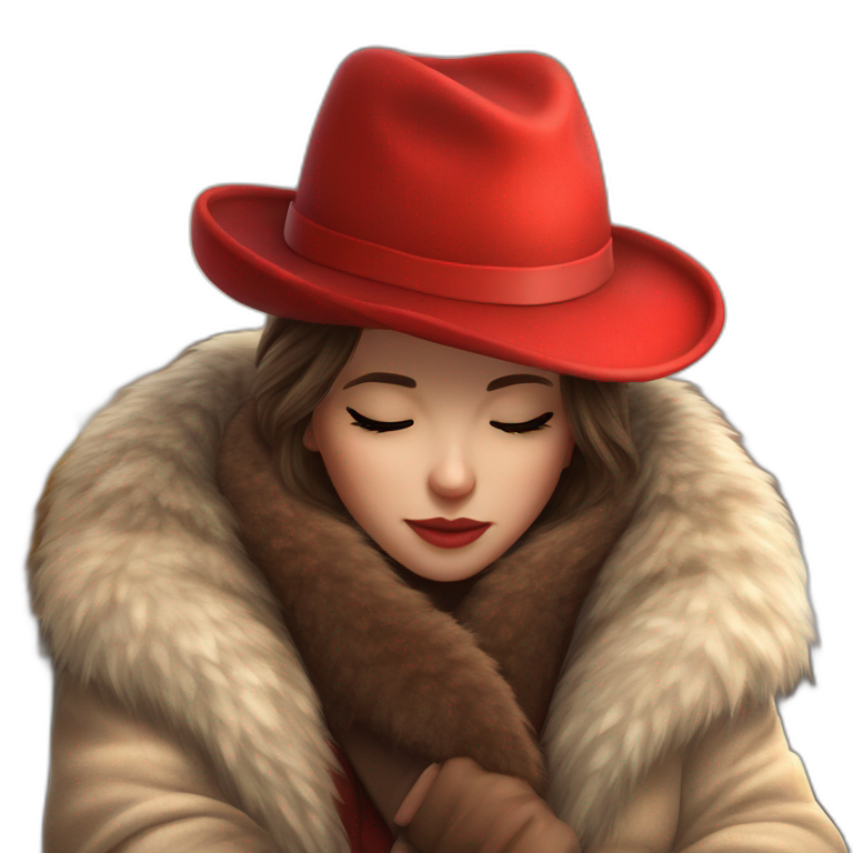 relaxed girl in fur coat emoji