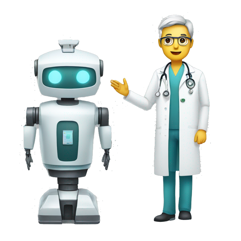 A doctor next to a robot emoji