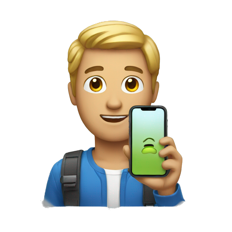 A guy with a iPhone  emoji