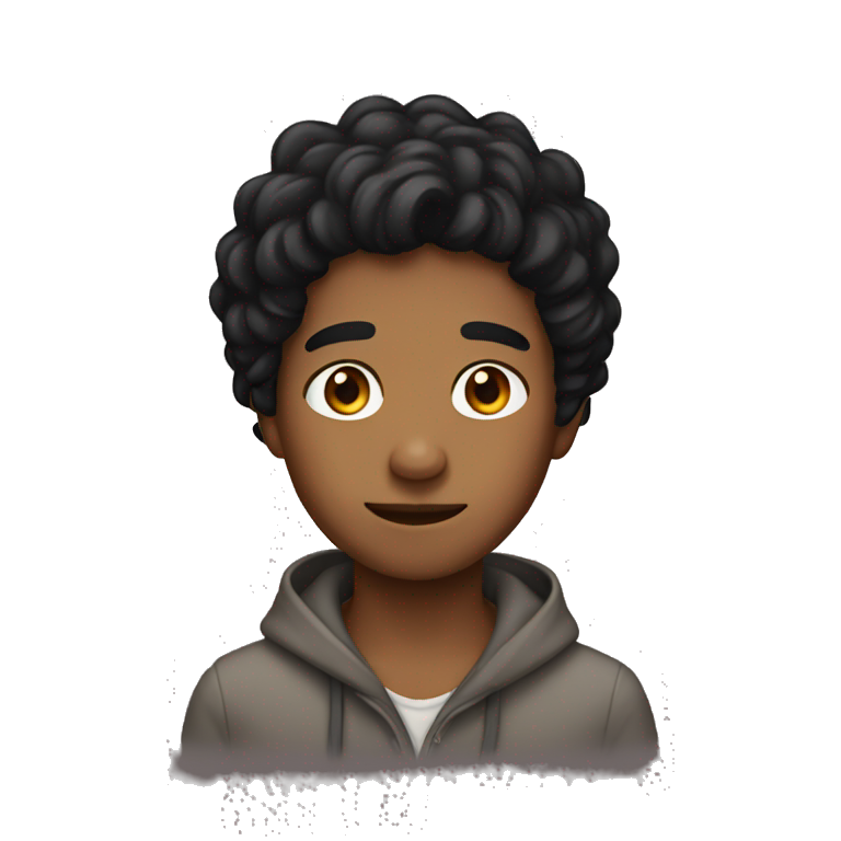 brown boy with long black hair emoji