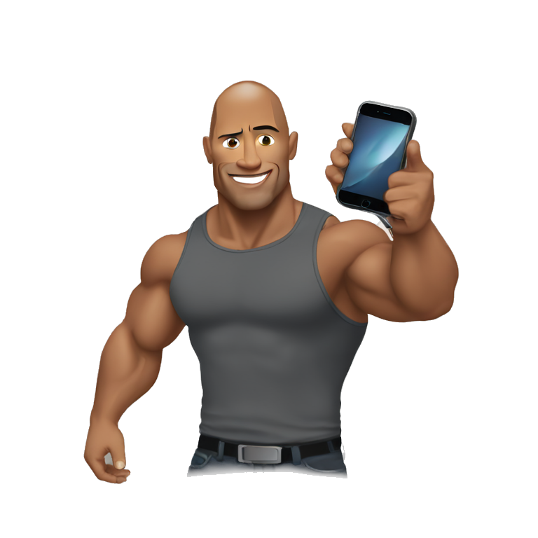 the rock holding an iphone emoji