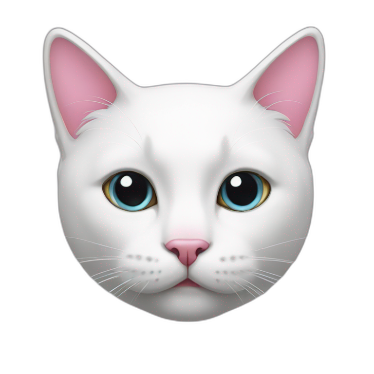 White cat with pink nose emoji