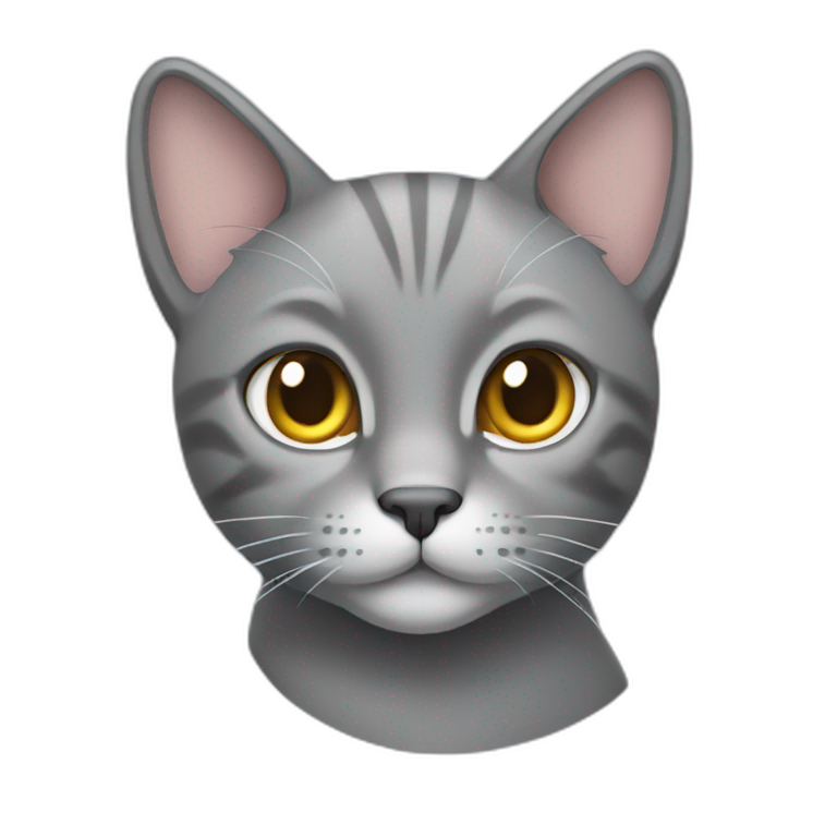 Grey cat with one ear clipped emoji