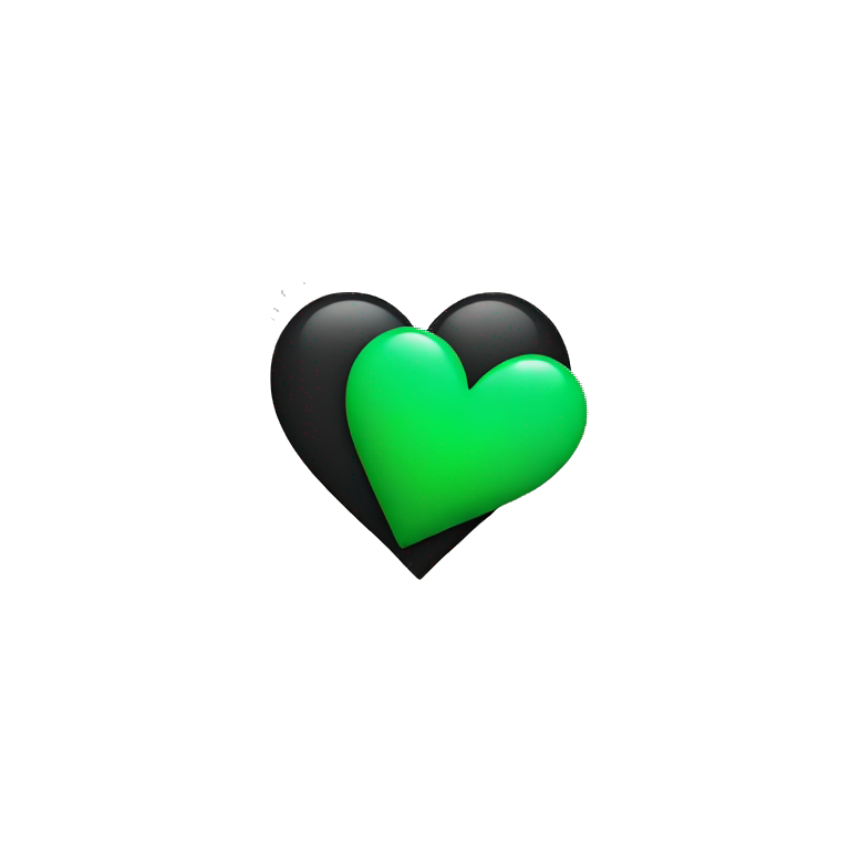 Half black and Green heart emoji