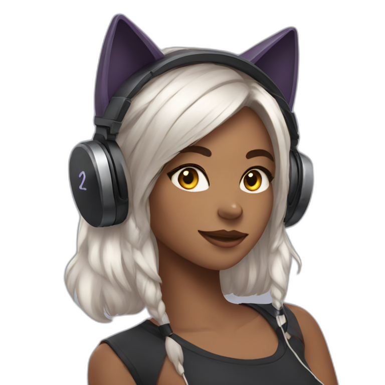 streamer girl with cat ears headphones emoji