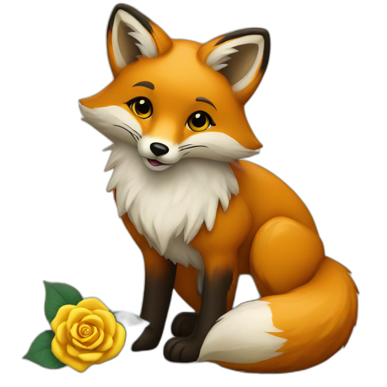 fox with yellow rose emoji