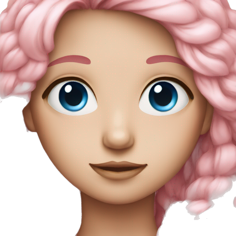 girl with soft long pink hair blue eyes emoji